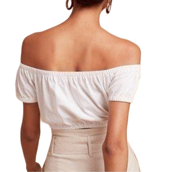 Aritzia Wilfred Adelisa Off-Shoulder White Crop Top | Size Small | NWT - Picture 2 of 8